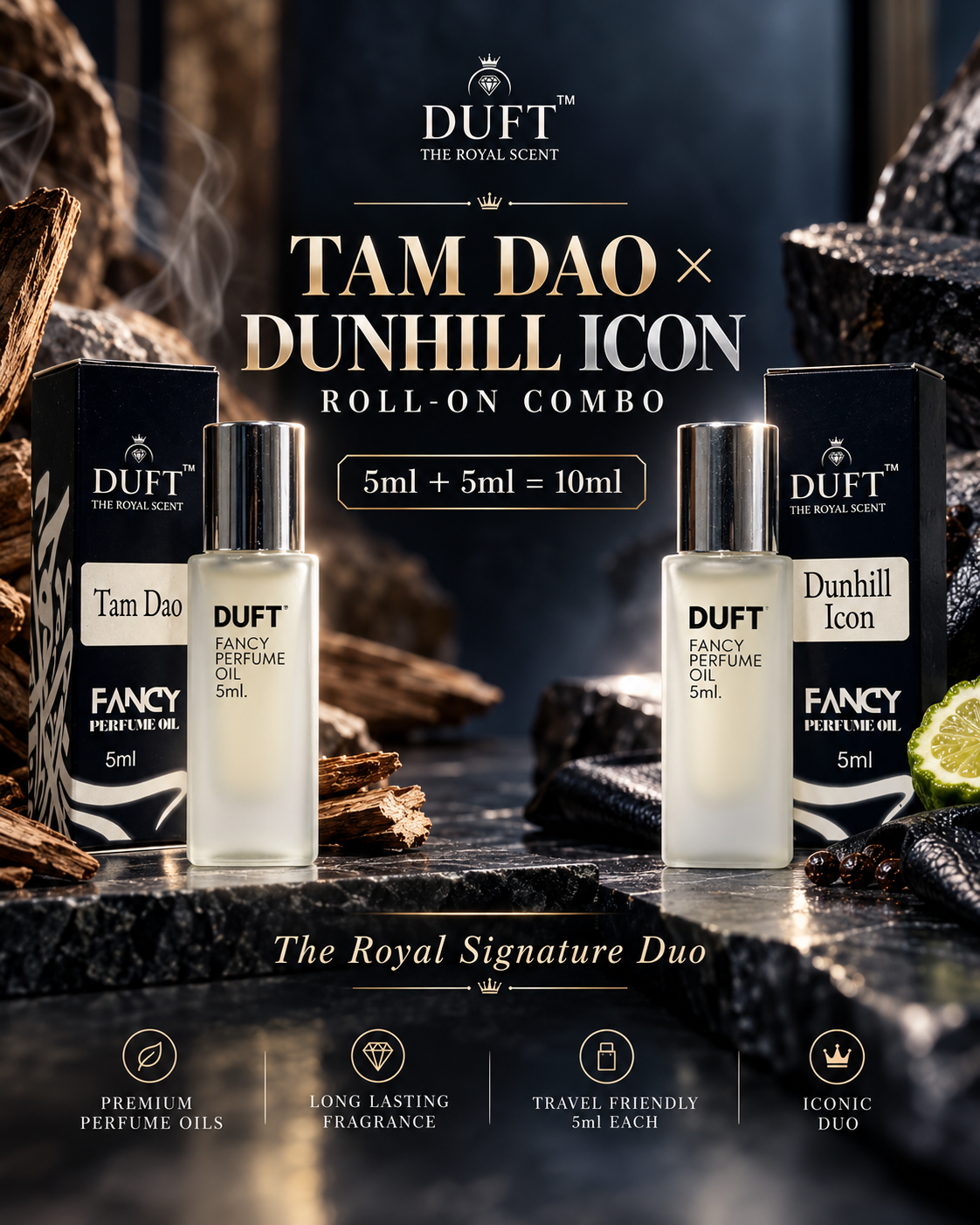 Tam Dao × Dunhill Icon Roll-On Combo (5ml + 5ml) – Premium Perfume Oil Duo